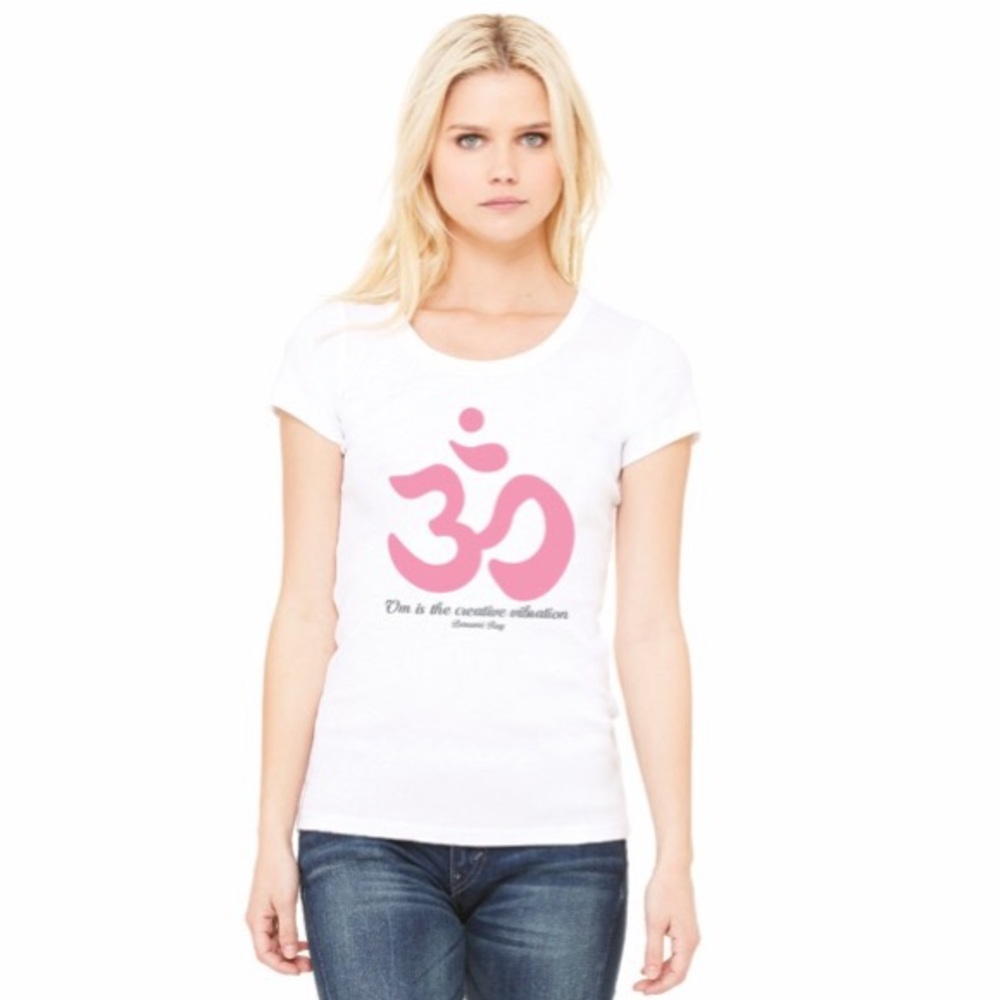 White Yoga Themed Crewneck Tee