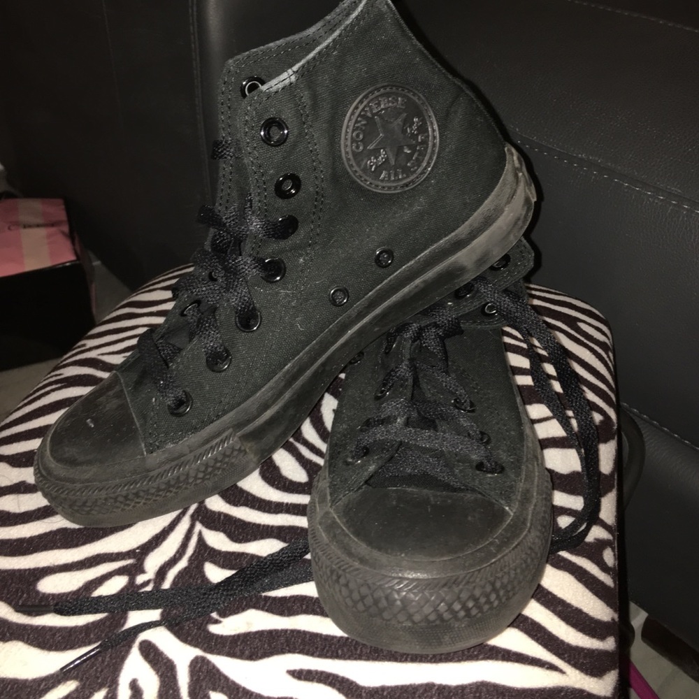 Gently worn black hi-top converse