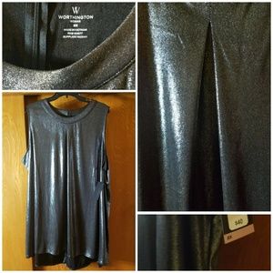 Sleeveless Black Silver Foil Blouse