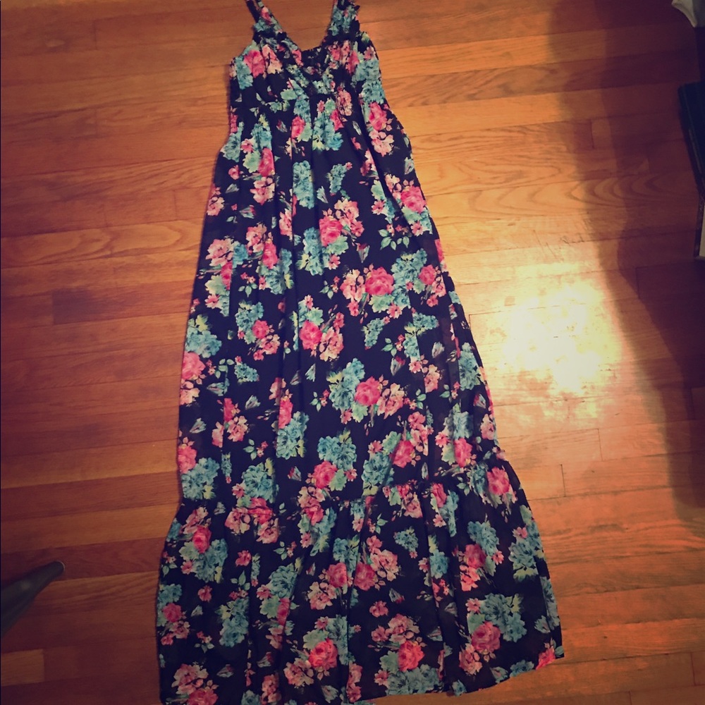 Navy floral maxi dress