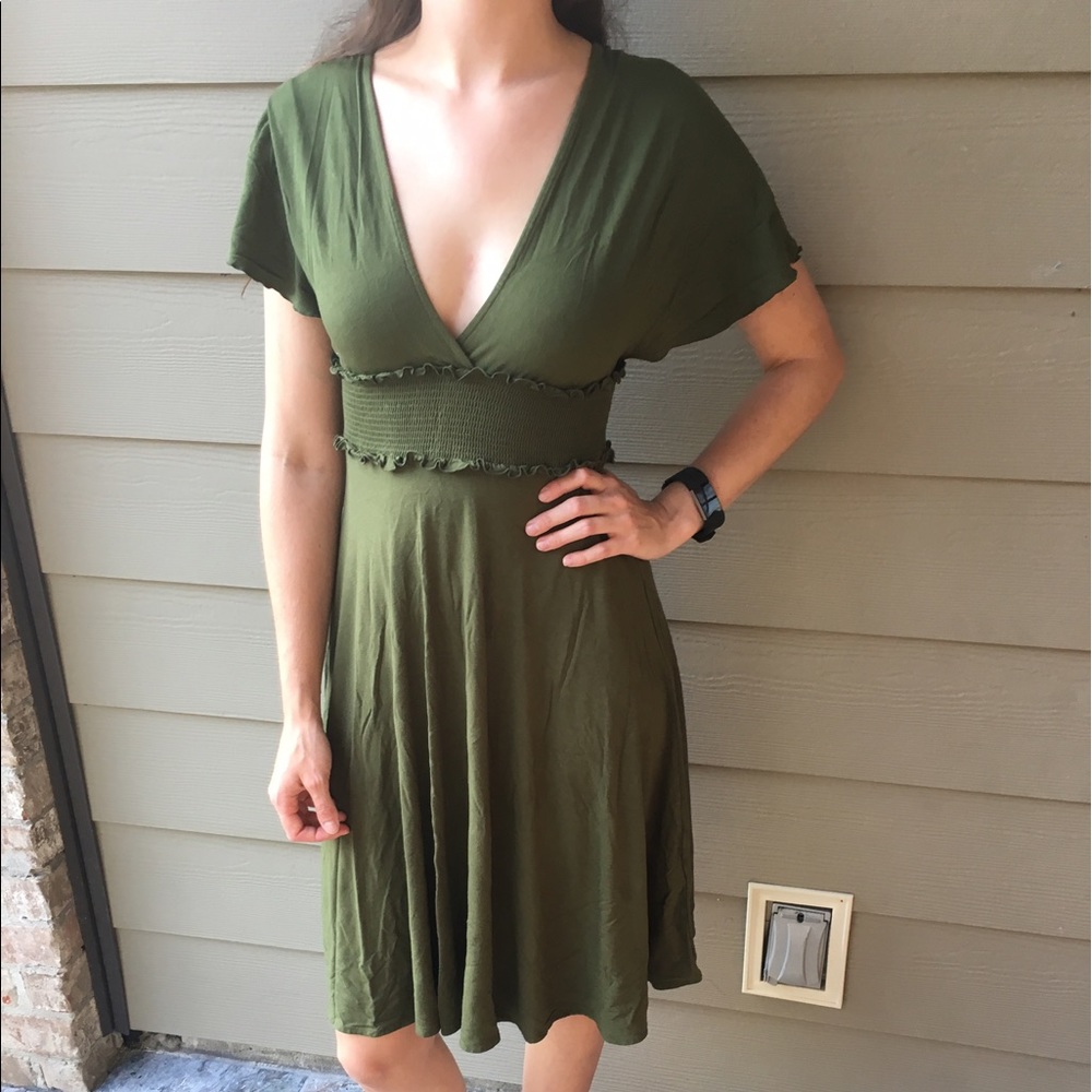BCBG Green Elastic Dress