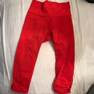 Red Crop lululemon atheltica Yoga Pants