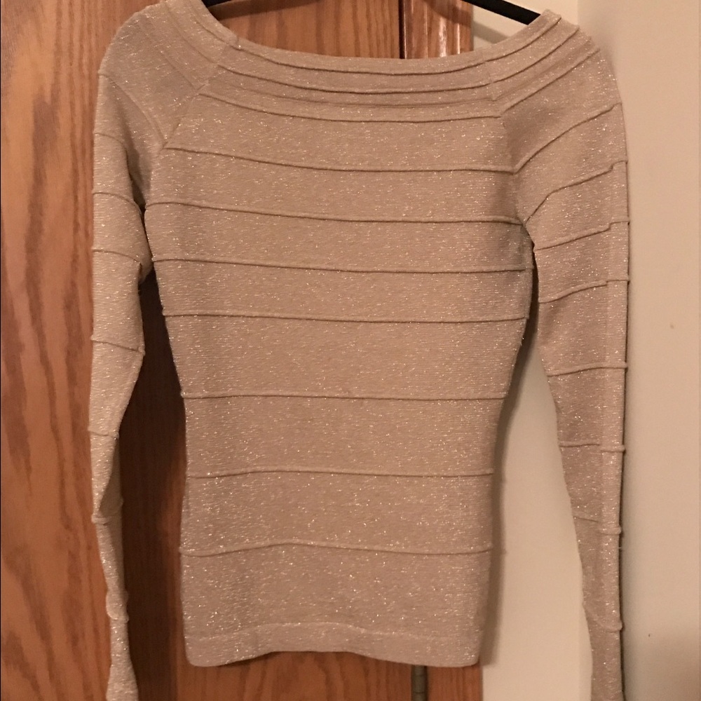 Cache Gold Boat Neck Top