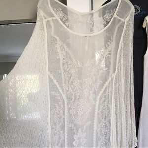 Hippie chic lace embroidered Pancho