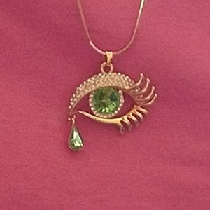 18k rose gold plated green eyelash eyes NWOT