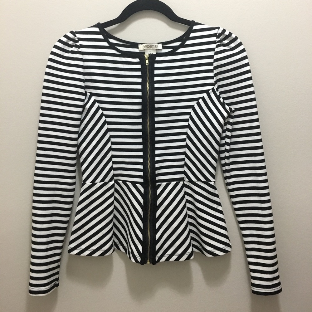 Arden Stripped Peplum Top Size Small