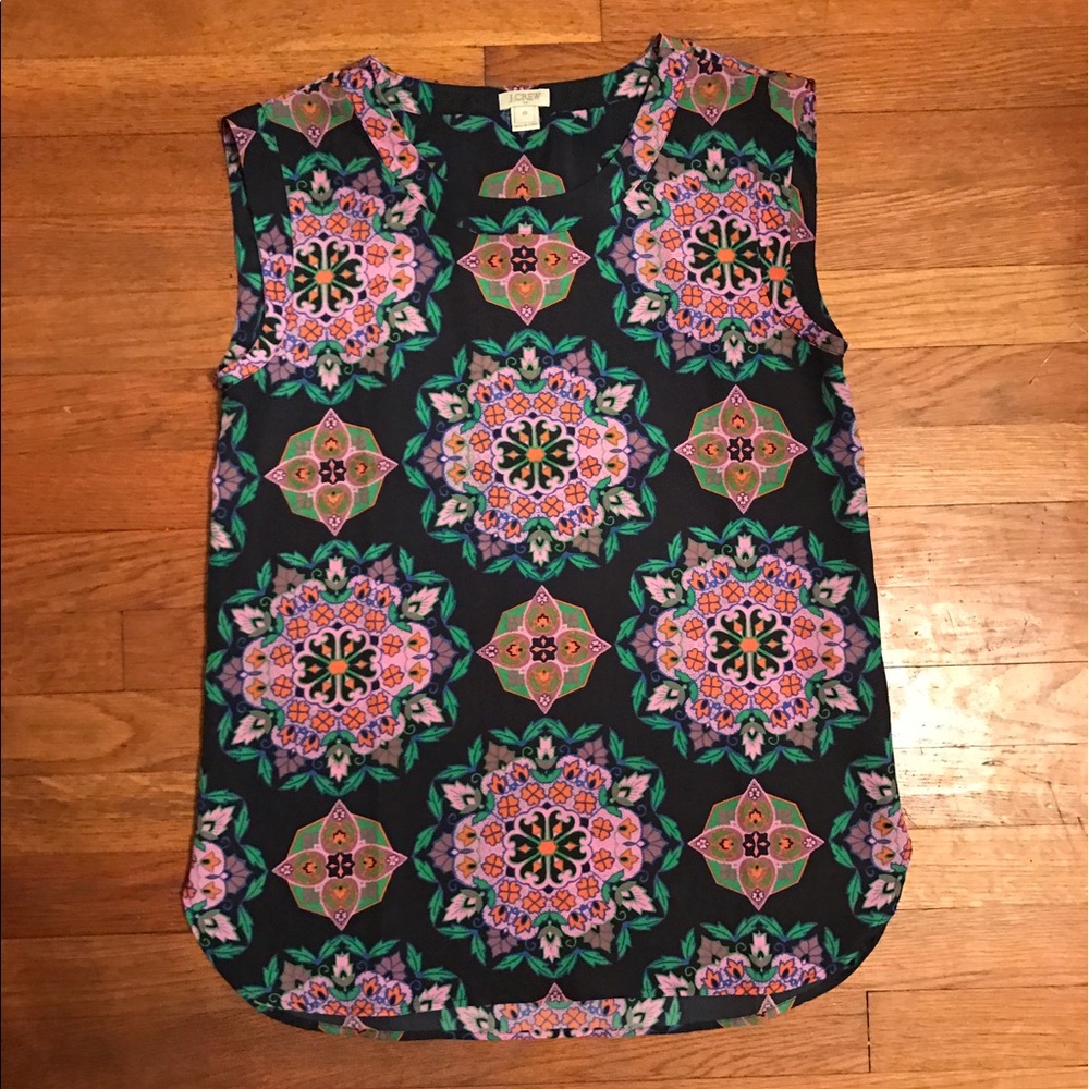 J. Crew Factory navy printed top XS