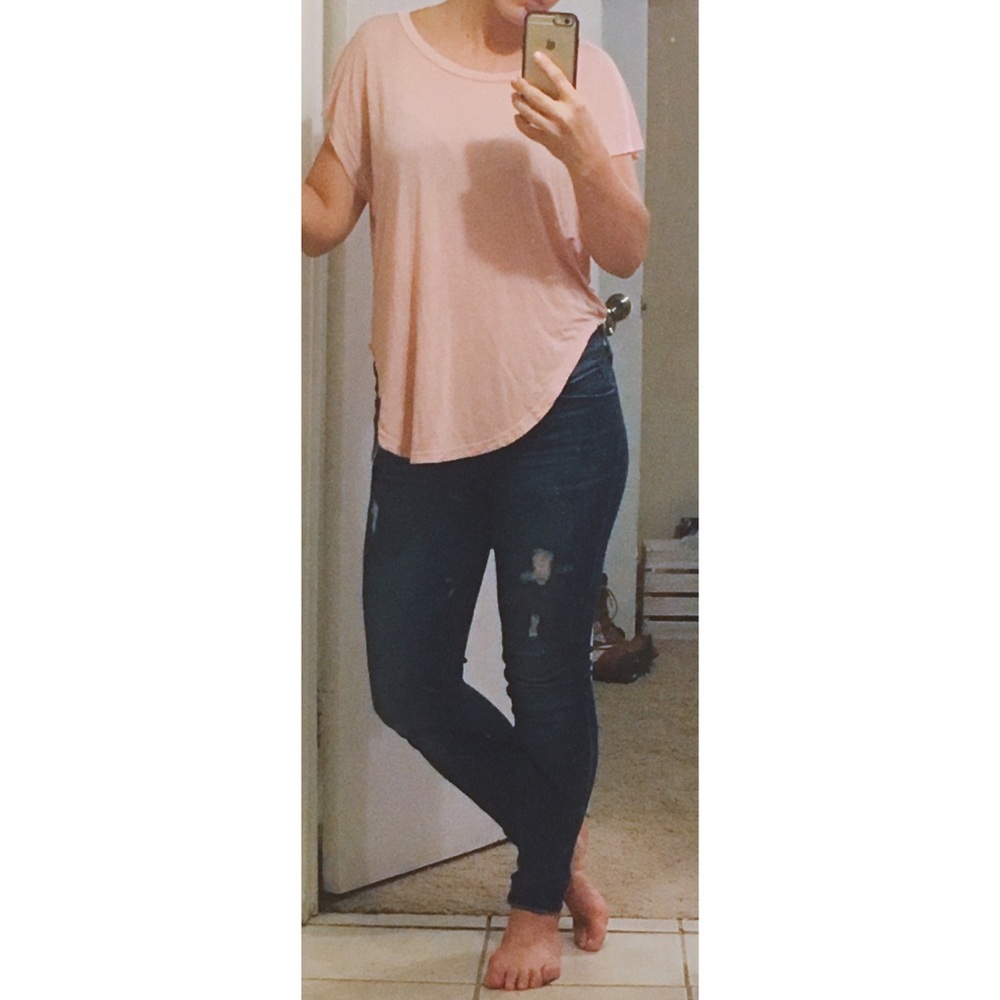 High low hem pink top