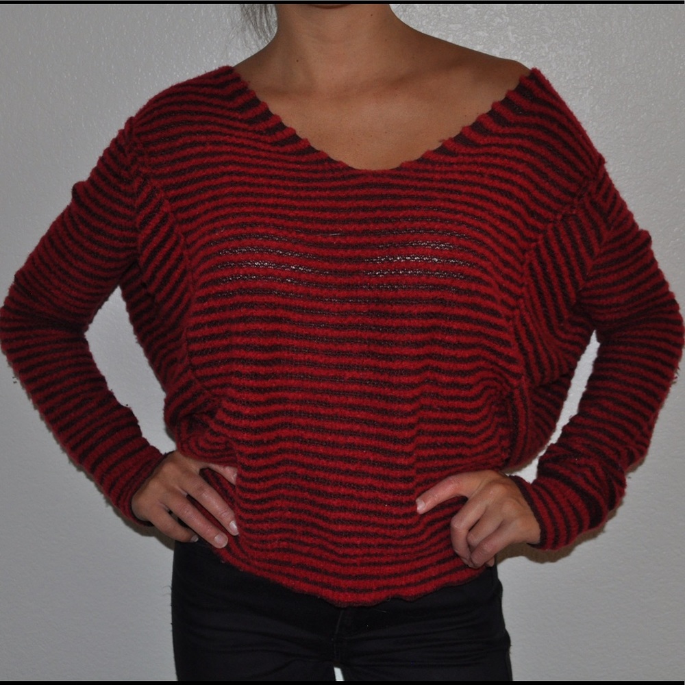 Fee People Red Striped Sweater
