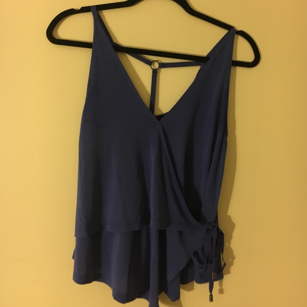 Blue Free People wrap tank top
