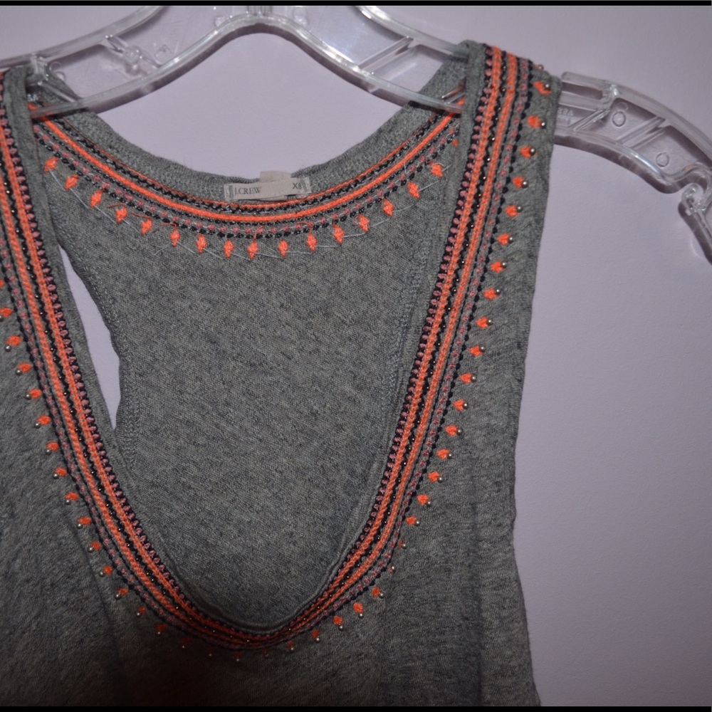 J. Crew embroidered racerback tank top