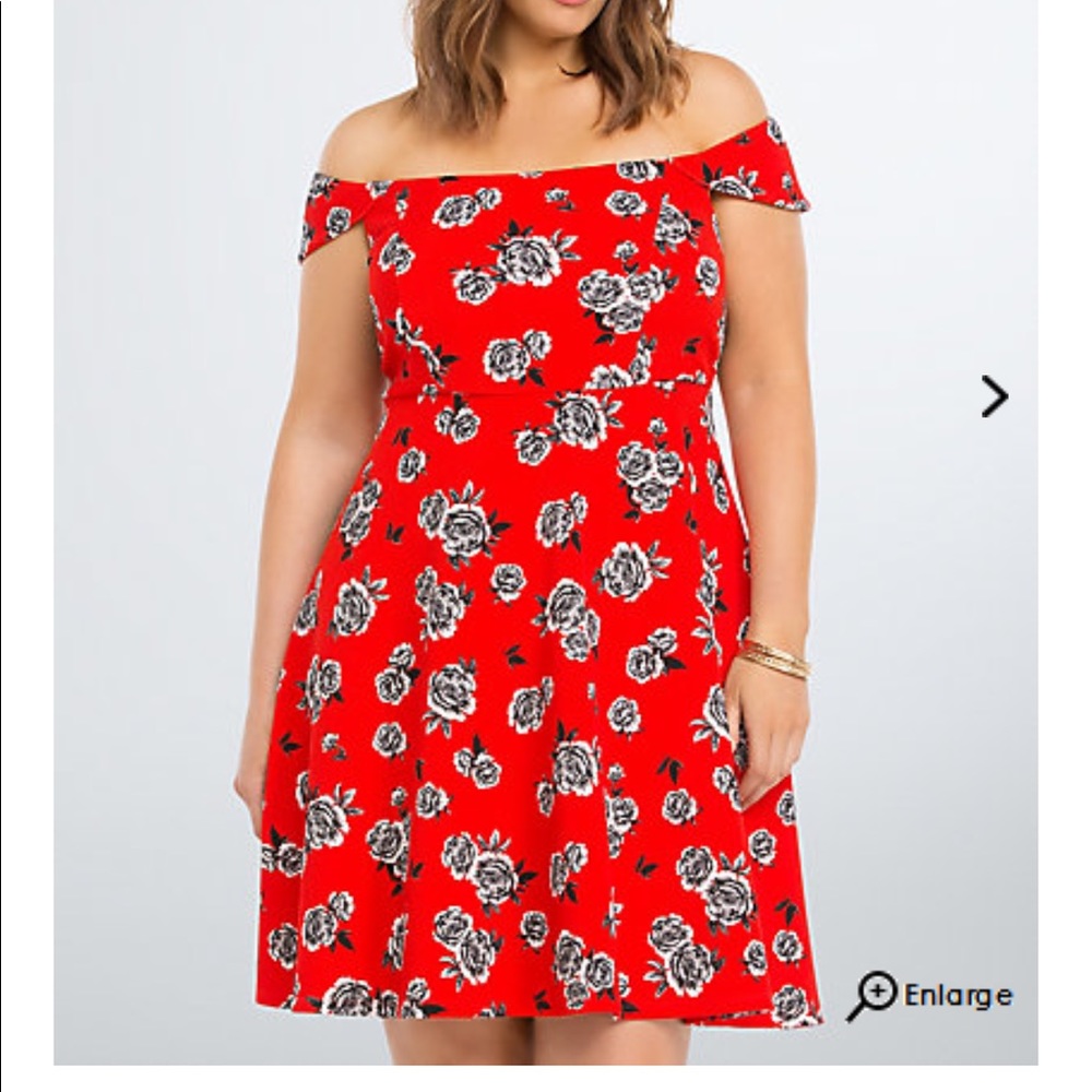 NWT TORRID Floral Textured Off Shoulder Dress