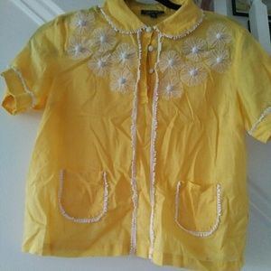 Topshop yellow top with collar
