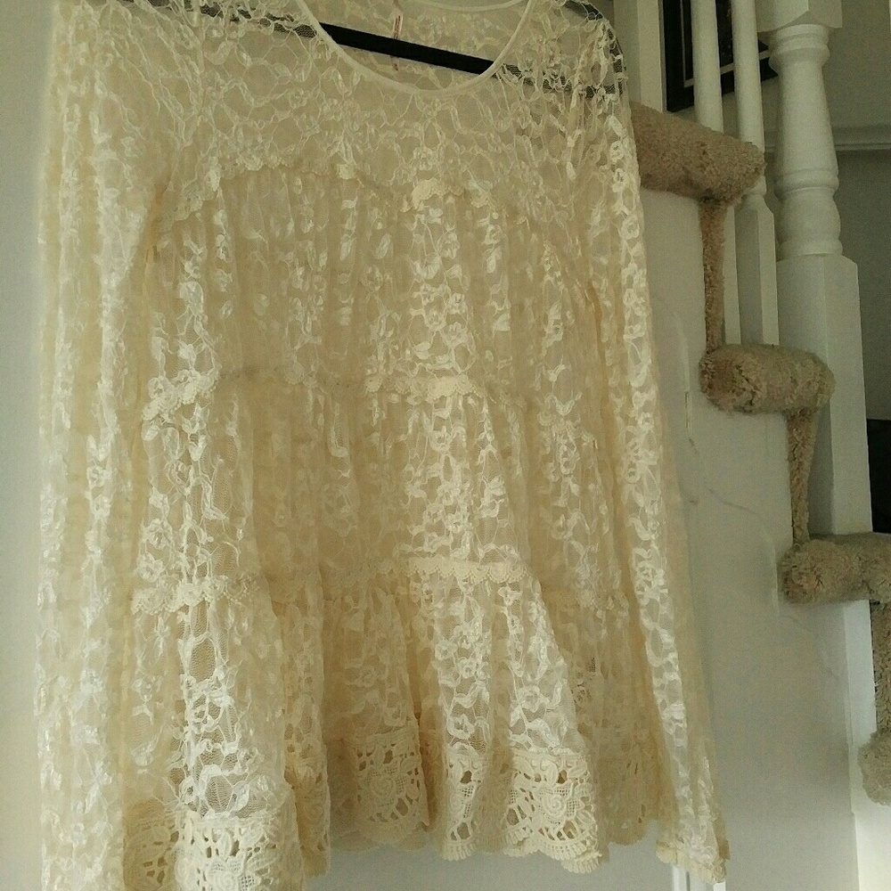 Free People ivory lace top
