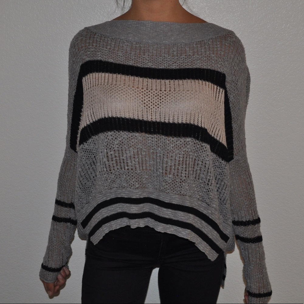 Gray and Black striped sweater