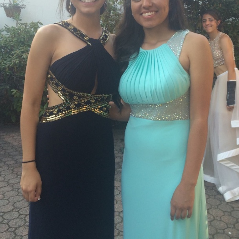 NAVY/GOLD PROM DRESS