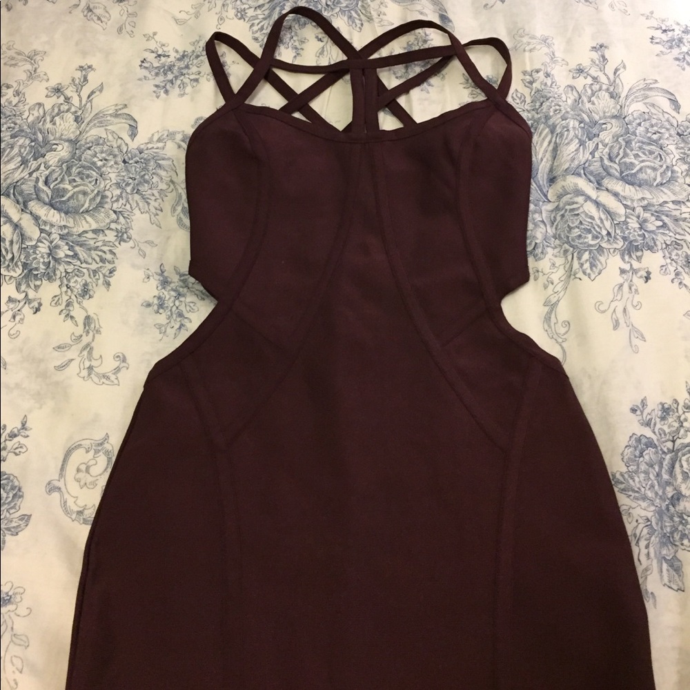 WOW Couture strappy burgundy cutout dress NWOT