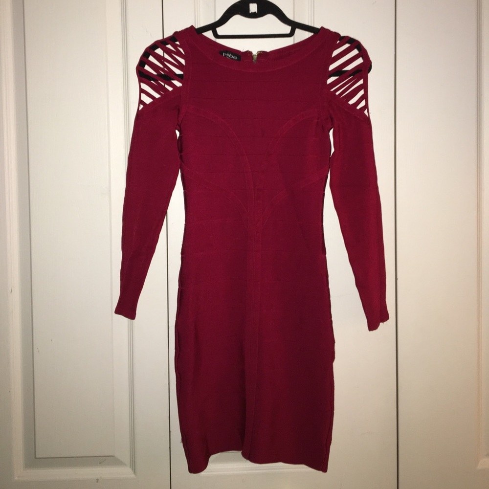 Red bandage midi cocktail dress