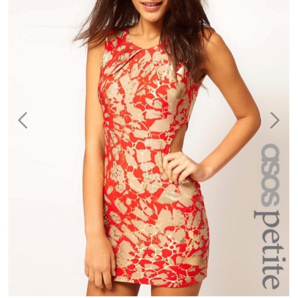 Red & gold ASOS mini-dress - Picture 1 of 3