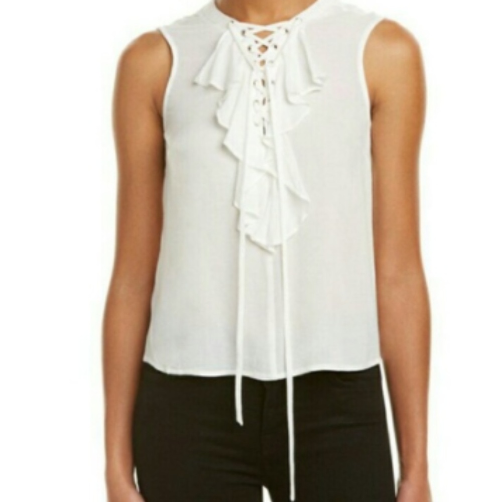 Lace-up Ruffle Front Top