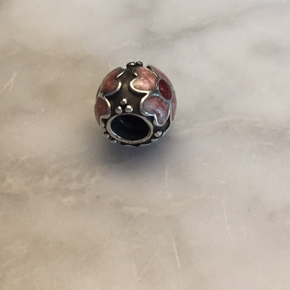 Silver and Two Tones of Pink Inlay Pandora Bead