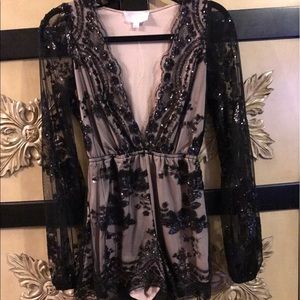 Sexy black  sequins romper