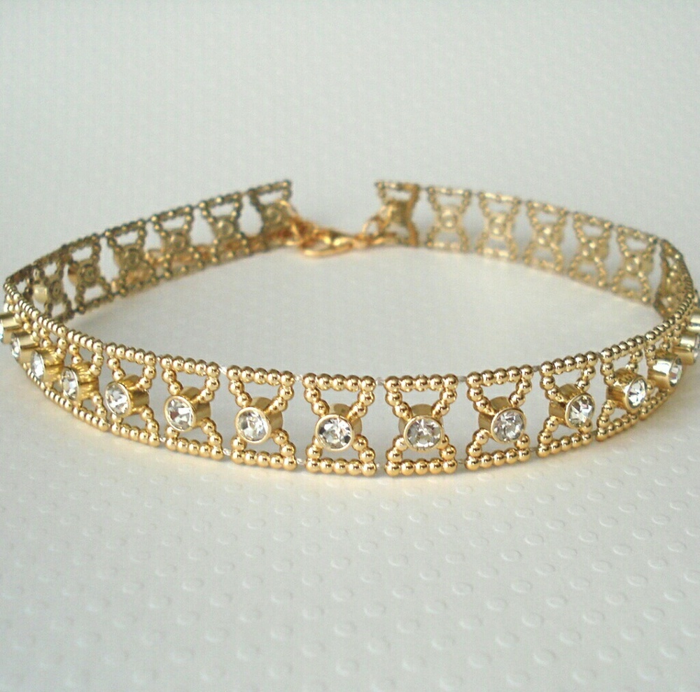 Gold Crystal Rhinestone Choker - Picture 6 of 8