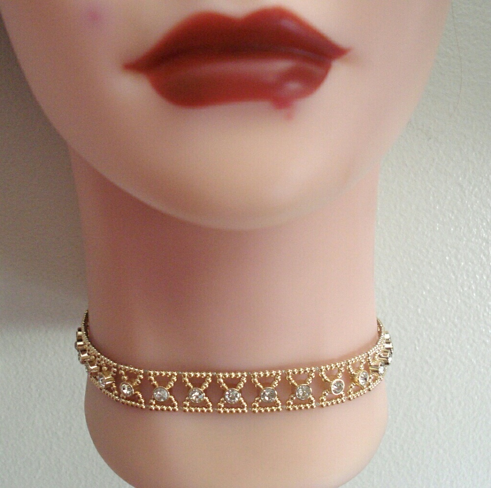 Gold Crystal Rhinestone Choker - Picture 7 of 8