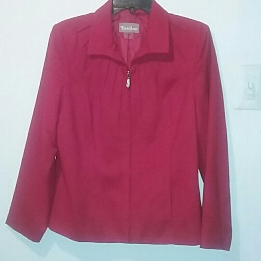 NWOT Red Faux Suede Zip Up Blazer with Collar