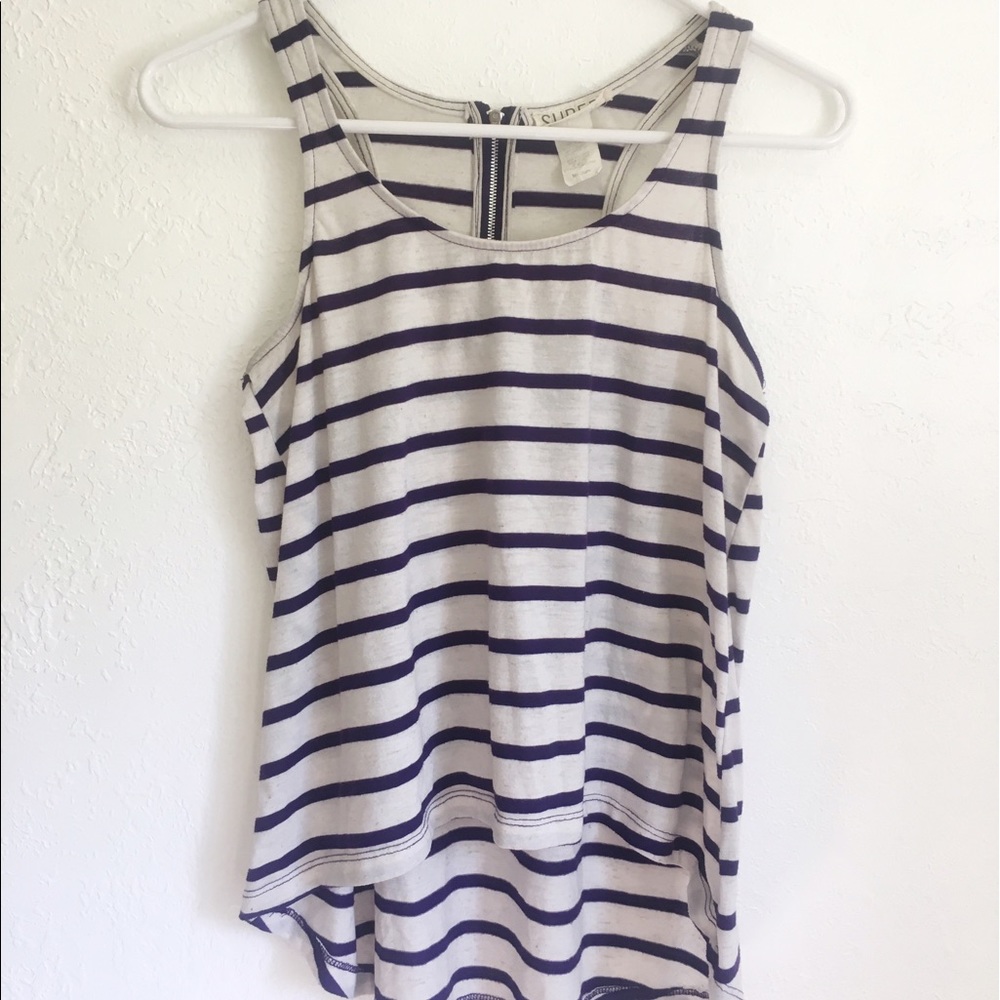 Striped SuperB high/low tank in purple/cream