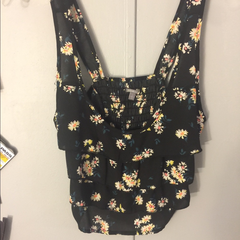 Floral crop top with open back