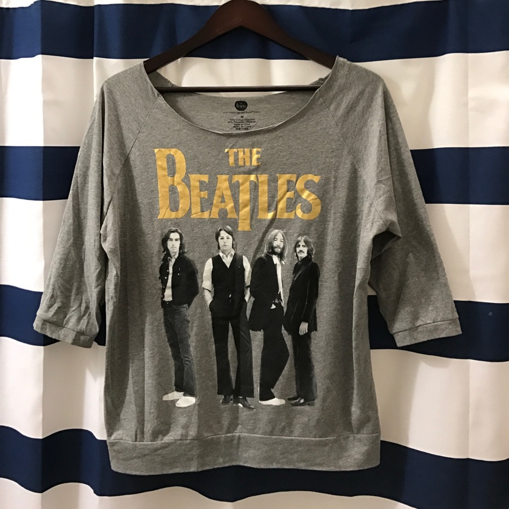Women's Beatles 3/4 Sleeve Off Shoulder Tee Medium