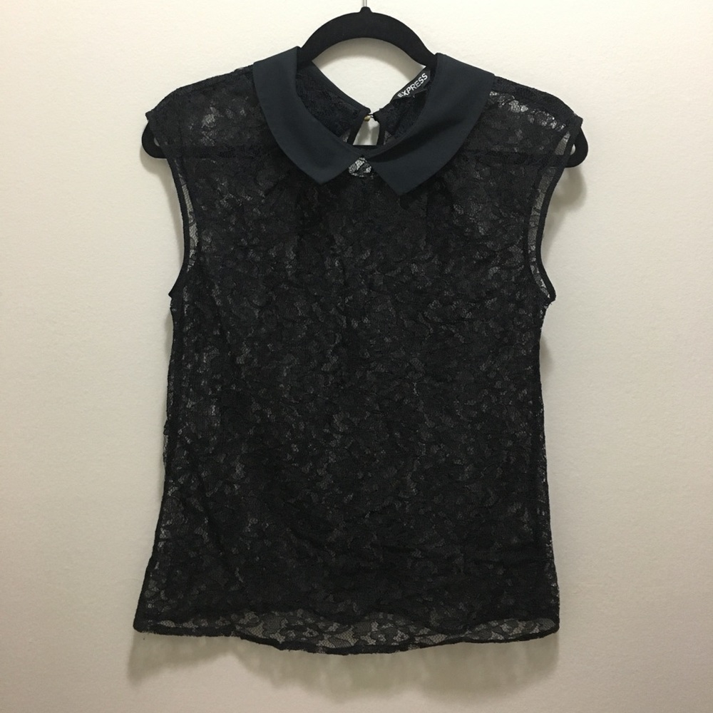 ‼️CLEARANCE‼️Express black lace collar top