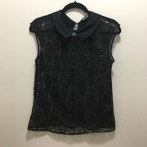 ‼️CLEARANCE‼️Express black lace collar top