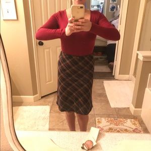 Vintage plaid midi skirt