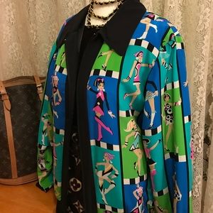 Bob Mackie wearable Art silk jacket bomber