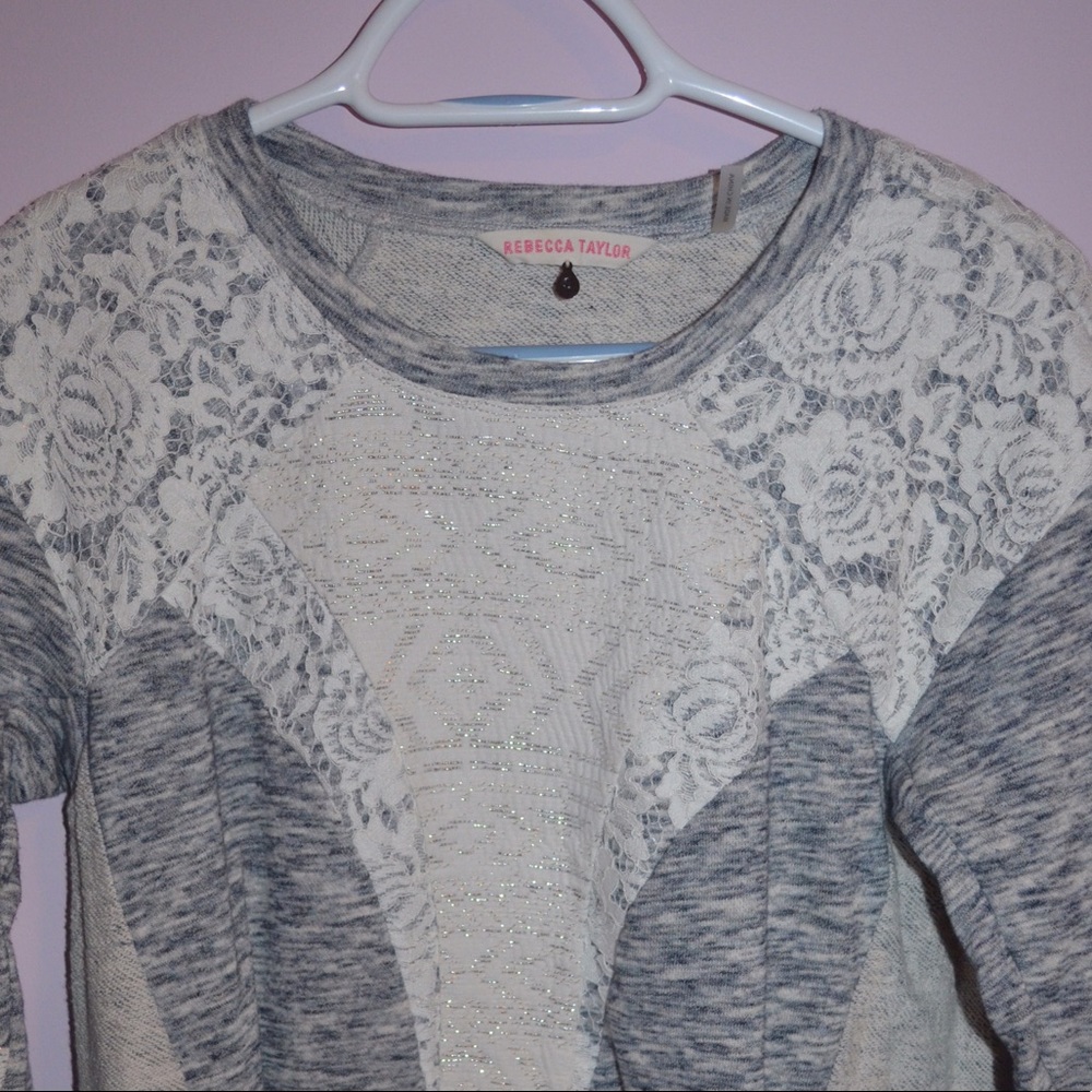 Rebecca Taylor Sweater with Lace and Embroidery