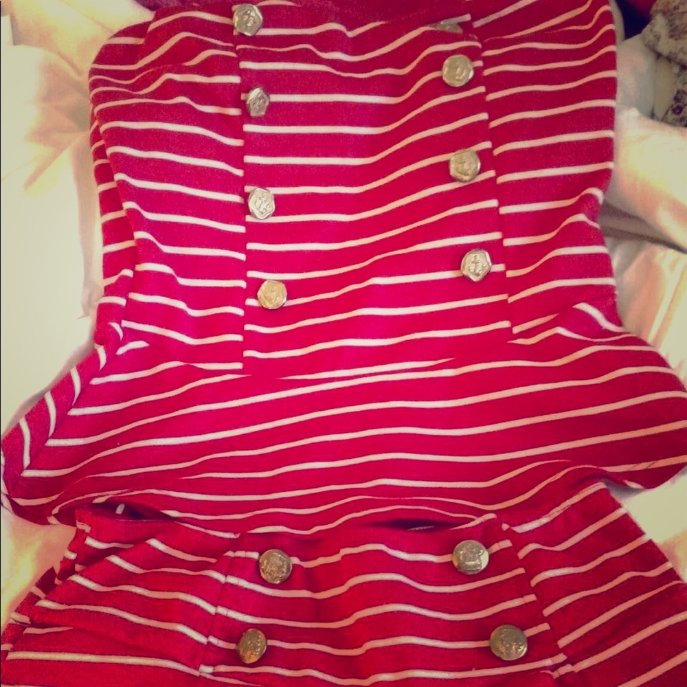Hot Pink & White Striped Sailor Outfit Strapless