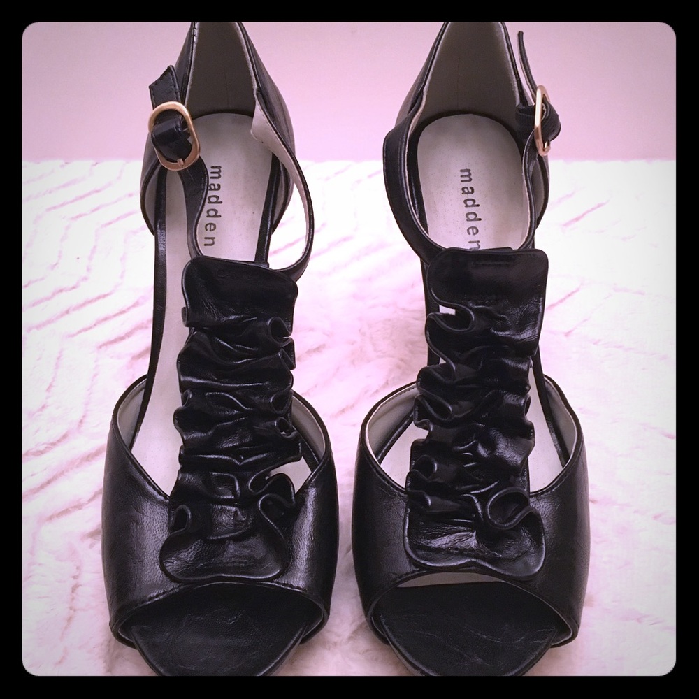 Black Ruffle Madden Girl Heels