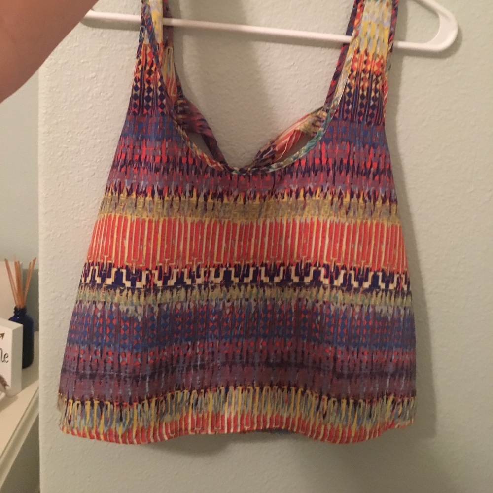 Cute patterned tank with tie in the back