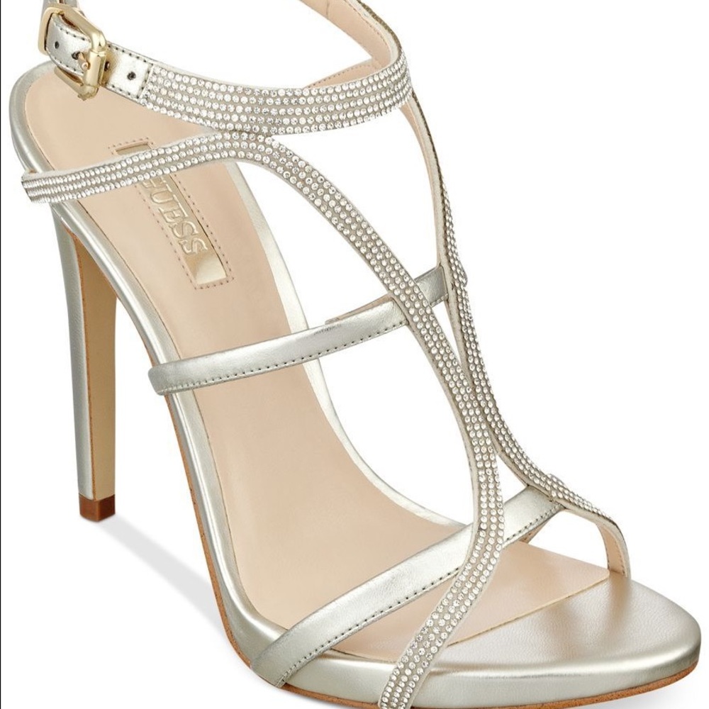 Guess silver strappy heels