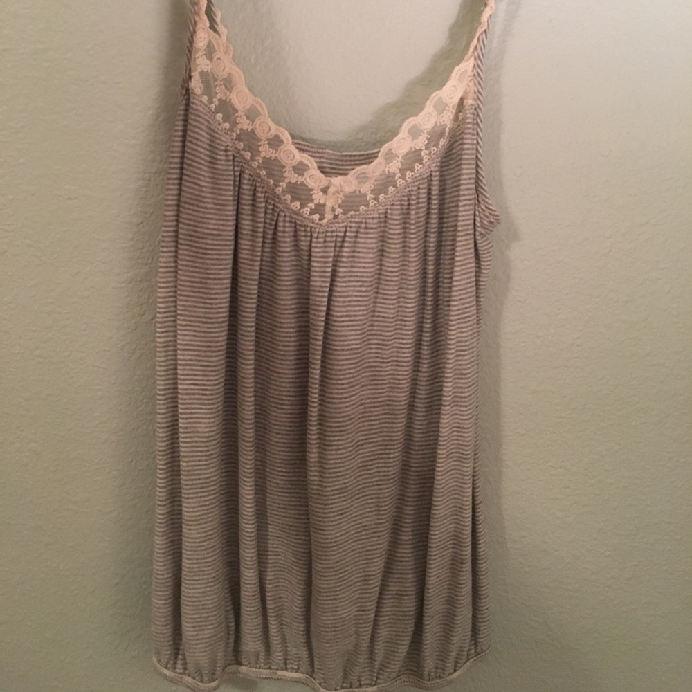 Grey and white striped tank