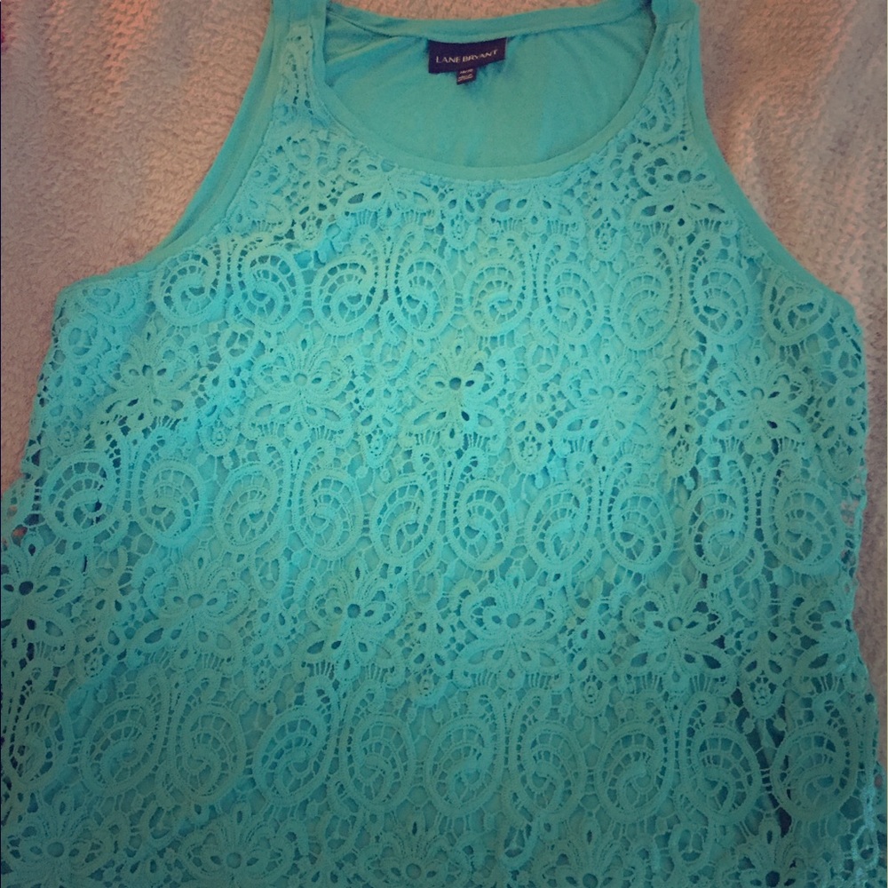 LANE BRYANT teal crochet tank top