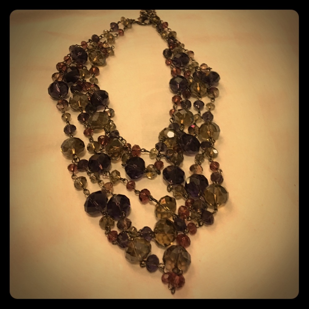 NWOT Purple/Gray Multi-Layered Fashion Necklace