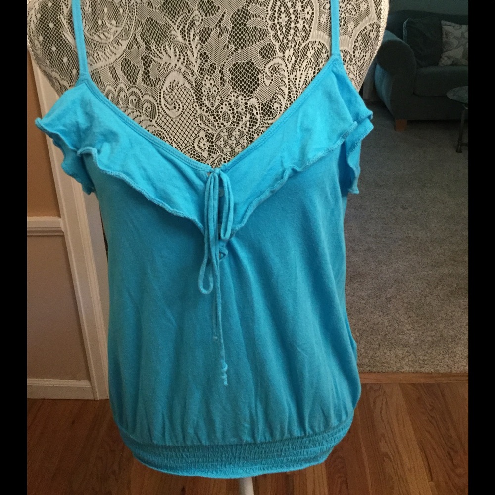 NARROW STRAPS AQUA HALTER TOP