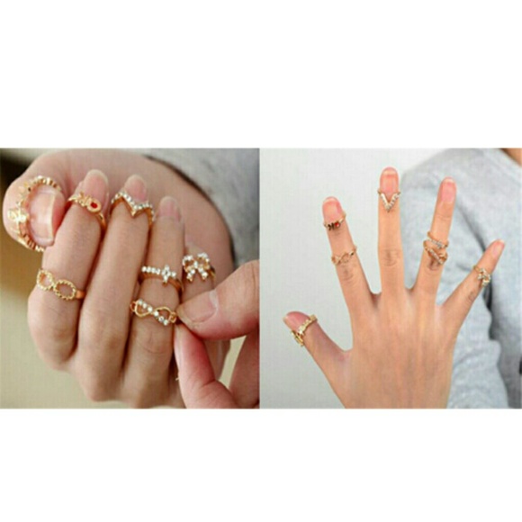 7 Piece Bowknot Knuckle Ring Set - Picture 3 of 7