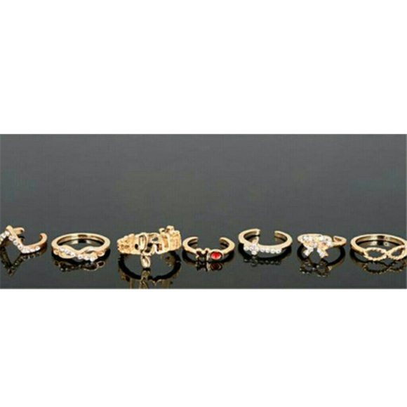 7 Piece Bowknot Knuckle Ring Set - Picture 4 of 7