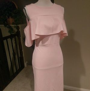 Pastel pink cold shoulder dress