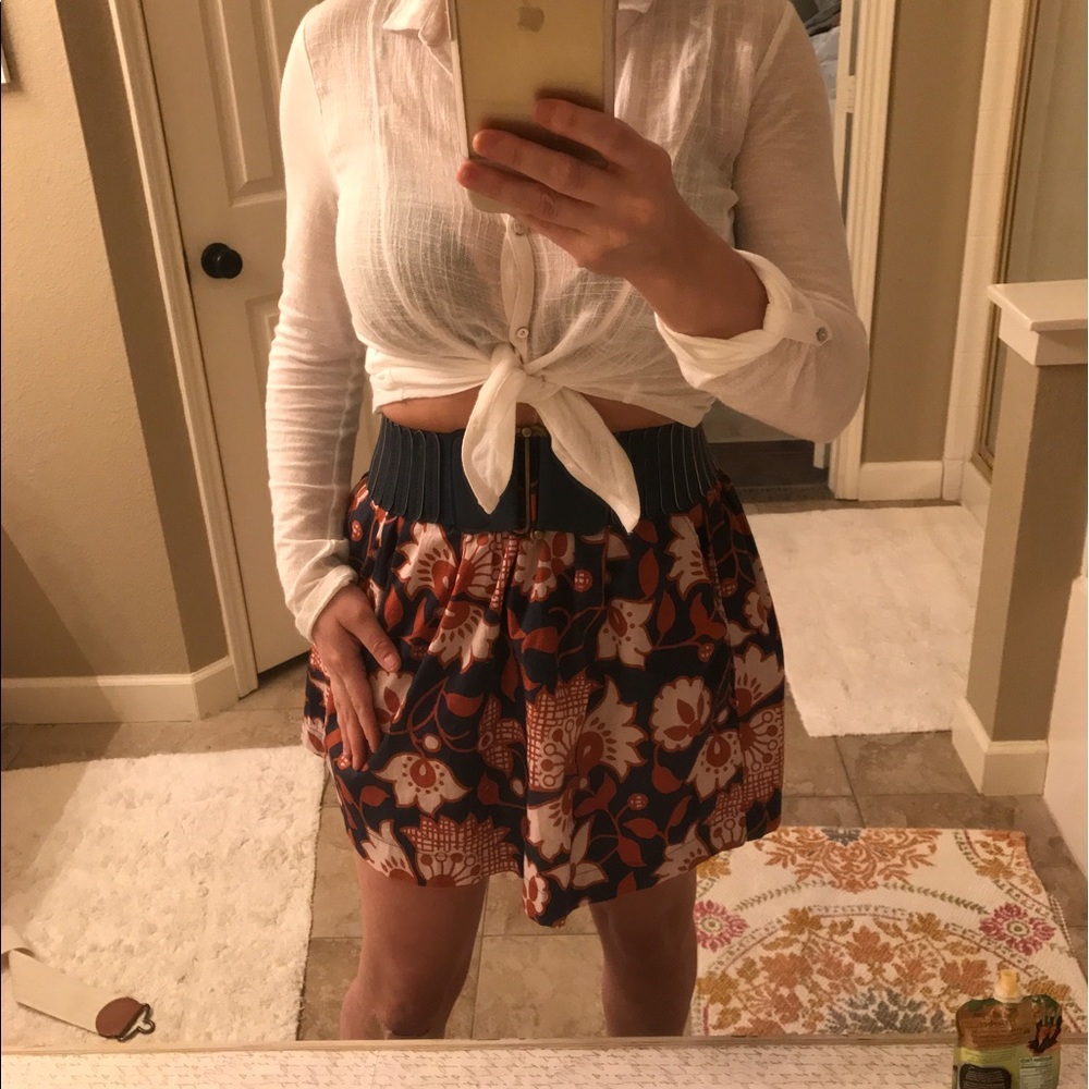 Boho fossil floral mini skirt