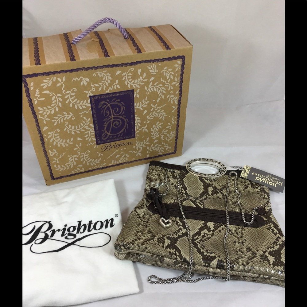 Brighton Embossed Python Leather Clutch/Crossbody - image 1